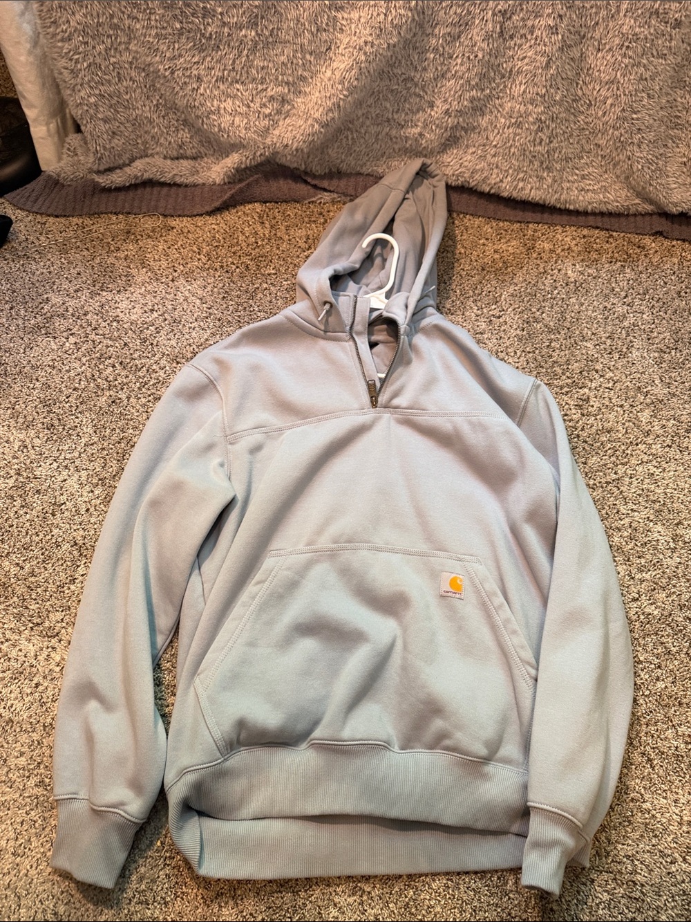 Carhartt Light Blue Quarter-Zip Hooded Pullover